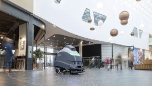 Nilfisk SC50 Autonomously cleaning a retail space with heavy foot traffic