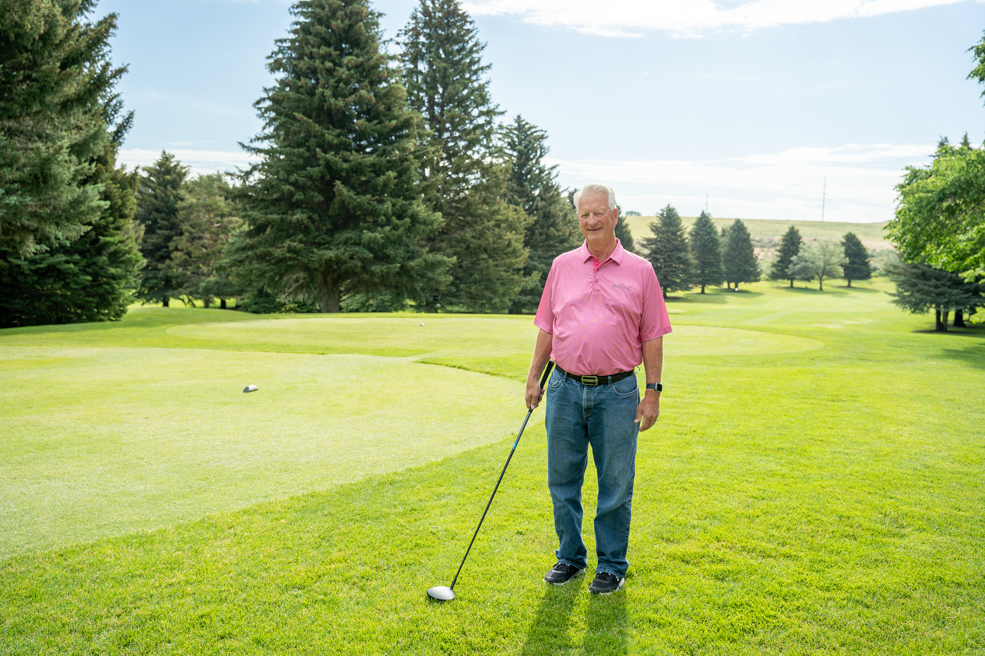 Mike standing on the tee box at a local Idaho Falls golf course