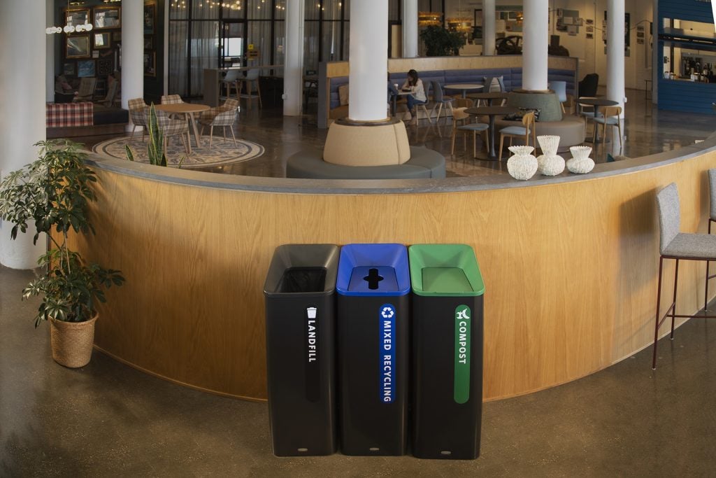3-stream receptacles in a cafeteria