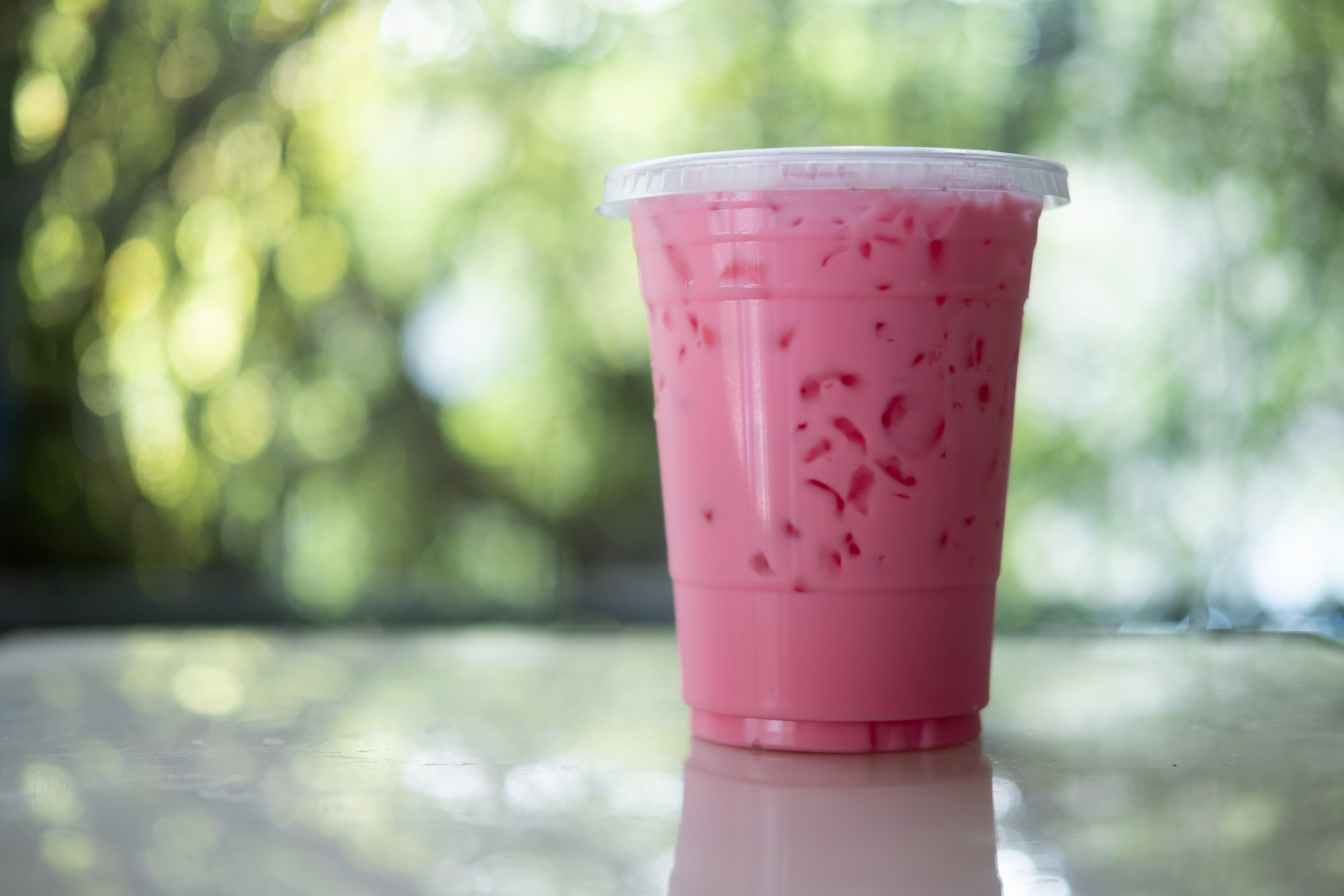 Cold Cup with pink beverage